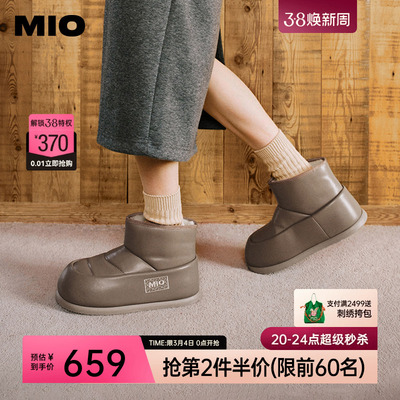 MIO米奥冬雪地靴厚底加绒加厚可爱圆头短靴时尚毛绒保暖靴子女鞋