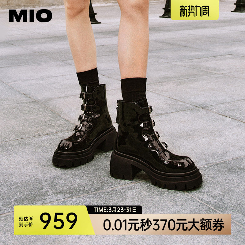 【李艺彤同款】MIO米奥冬季复古圆头马丁潮流机车靴增高短靴