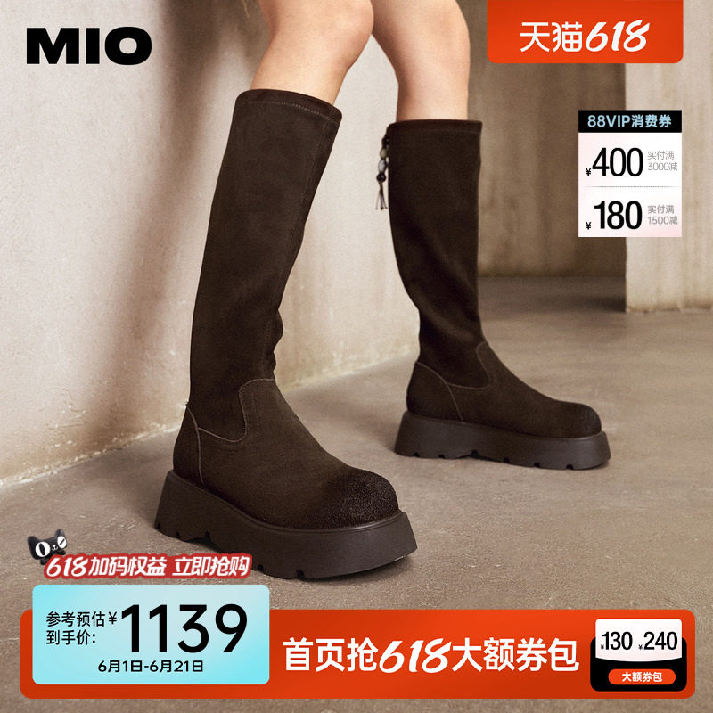 张艺凡同款MIO米奥弹力靴2025冬新款厚底长筒袜靴增高瘦瘦靴女靴