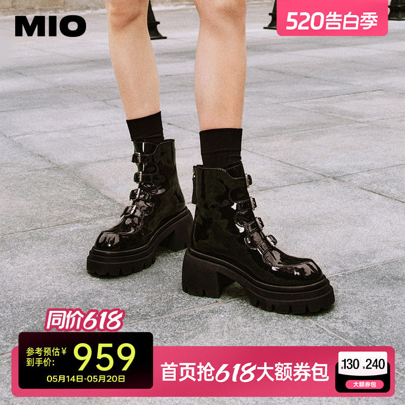 【李艺彤同款】MIO米奥冬季复古圆头马丁潮流机车靴增高短靴