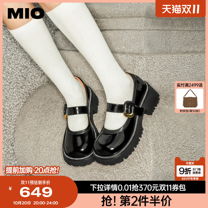米奥MIO字带玛丽珍女鞋
