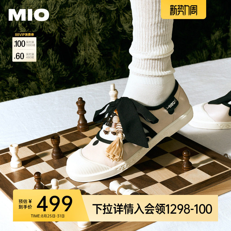 MIO米奥波点流苏玛丽珍2026春季新款芭蕾运动帆布鞋休闲板鞋女