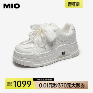 蕾丝透气6.5cm厚底增高运动芭蕾小白鞋 新款 女 春季 MIO米奥休闲板鞋
