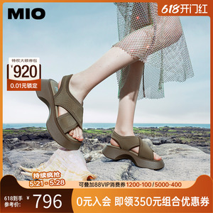 [蒋依依同款]MIO米奥夏鱼嘴鞋松糕厚底沙发凉鞋时尚休闲沙滩鞋女