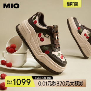 2026春季 女鞋 新款 5.5cm厚底增高小白鞋 运动鞋 MIO米奥樱桃刺绣板鞋