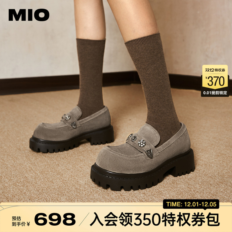 罗予彤/柏欣妤同款MIO米奥复古高跟乐福鞋女2025厚底增高5cm单鞋