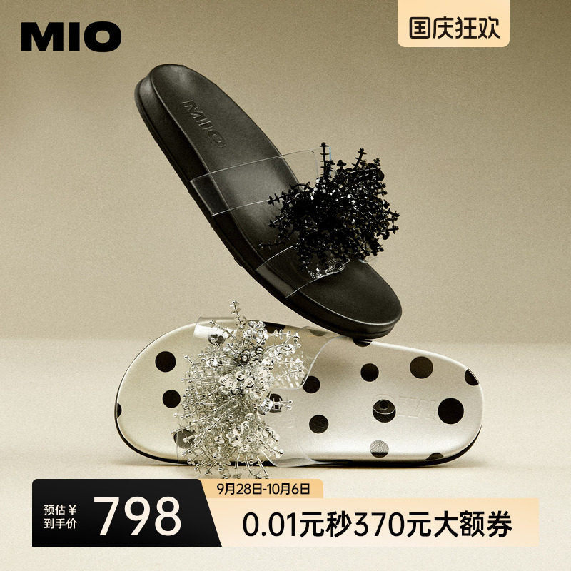 MIO米奥烟花拖鞋2026夏季新款厚底一字拖外穿高级感透明凉鞋女鞋图片