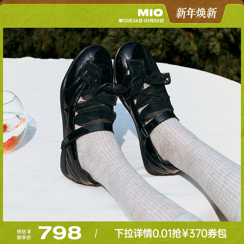 宋雨琦王玉雯同款MIO米奥运动芭蕾玛丽珍鞋2025厚底蕾丝单鞋女