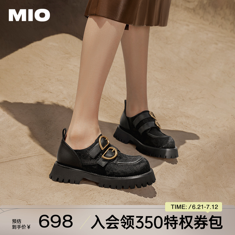 [赵昭仪同款]MIO米奥2025春季新款女鞋厚底小皮鞋通勤乐福鞋单鞋