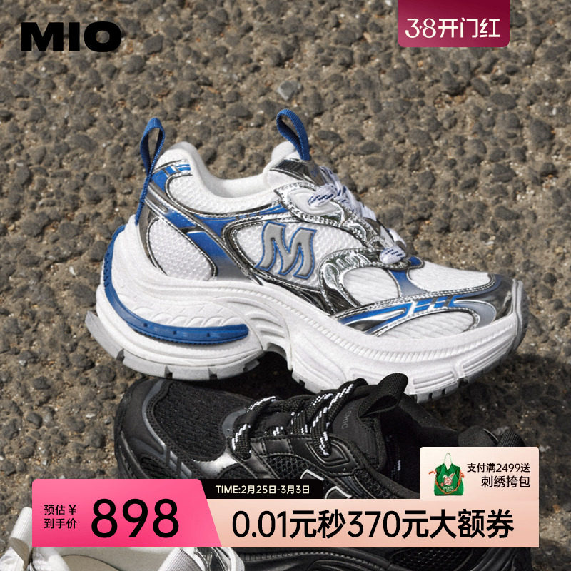 [严浩翔同款]MIO米奥运动老爹鞋复古做旧圆头高跟男女厚底休闲鞋