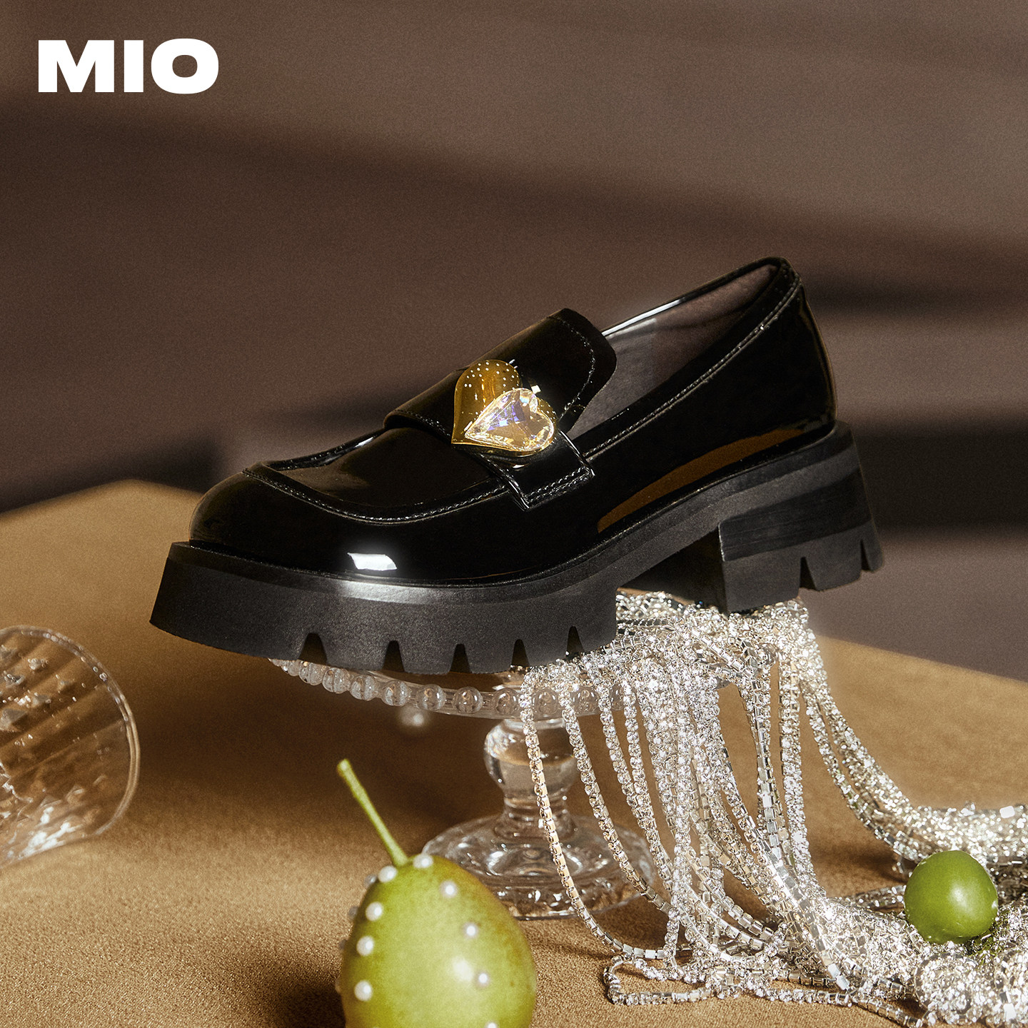 【毛唯嘉同款】MIO米奥方跟单鞋甜酷风小皮鞋闪饰厚底乐福鞋女鞋,女鞋,乐福鞋（豆豆鞋）,淘宝优惠券,粉丝福利购,淘宝优惠卷