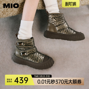 MIO米奥冬季 短筒靴圆头厚底雪地靴酷趣有型短靴百搭增高靴子女