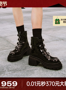 【李艺彤同款】MIO米奥冬季复古圆头马丁潮流机车靴增高短靴