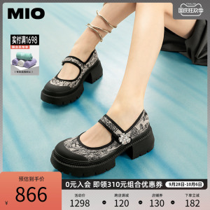 [蒋依依同款]MIO米奥2023秋冬圆头粗跟单鞋新中式潮流玛丽珍女鞋