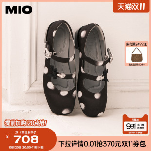 女 蝴蝶结水钻圆头芭蕾单鞋 MIO米奥miu系玛丽珍多条带2025秋季 新款