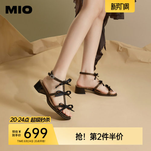 米奥MIO拼色方头时装凉鞋