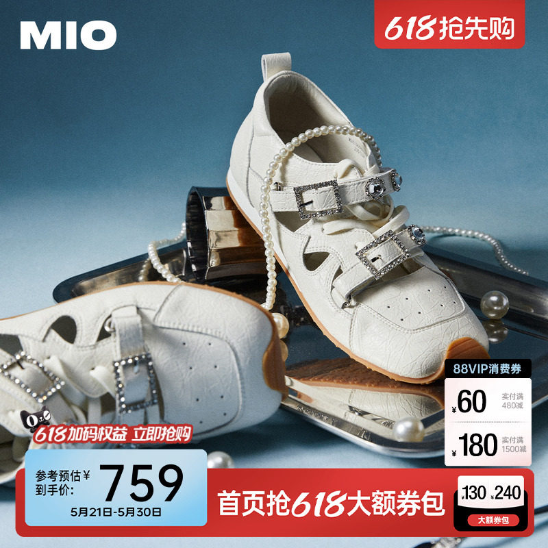 MIO米奥芭蕾运动玛丽珍2026春新款闪钻绑带女阿甘舞鞋德训鞋单鞋