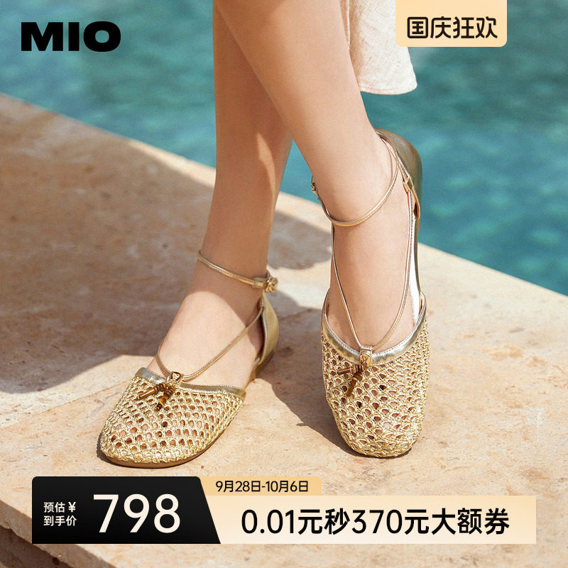 MIO米奥凉鞋波西米亚编织2026夏季新款女鞋凉拖透气网面镂空单鞋图片