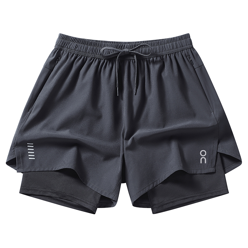 户外休闲运动健身跑步田径蓝球训练秀禾速干透气假两件三分短裤男