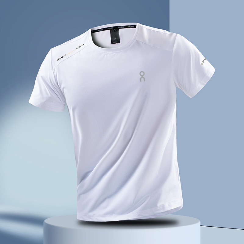 户外休闲运动健身跑步蓝球速干排汗冰丝透气秀禾夏季男士短袖T恤