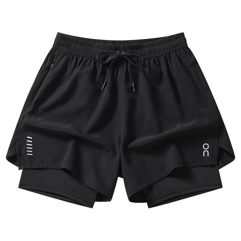 户外休闲运动健身跑步田径蓝球训练秀禾速干透气假两件三分短裤男