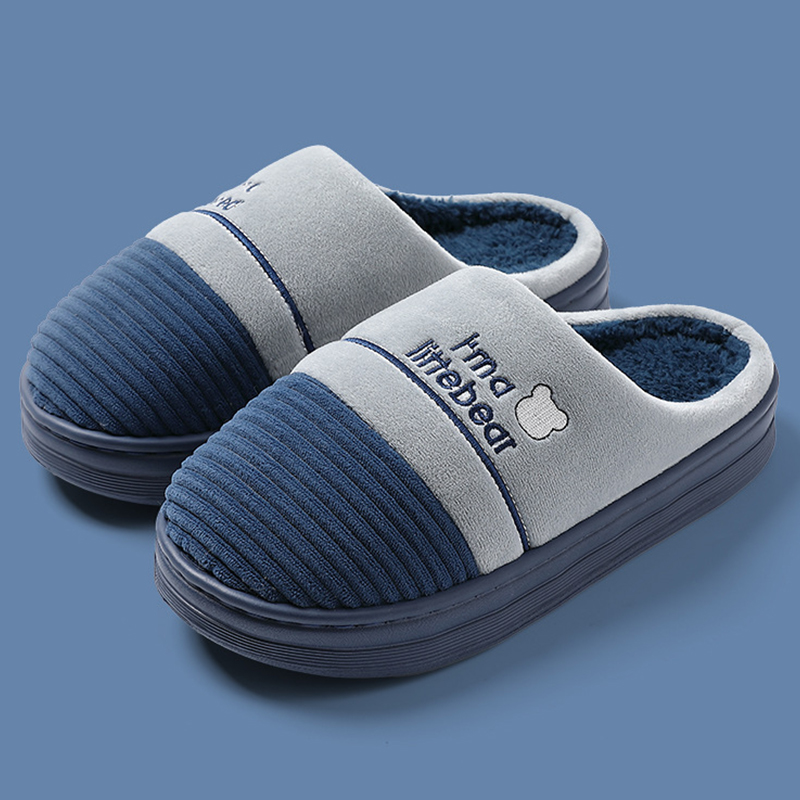 【冬季大码加宽加绒休闲棉拖鞋】