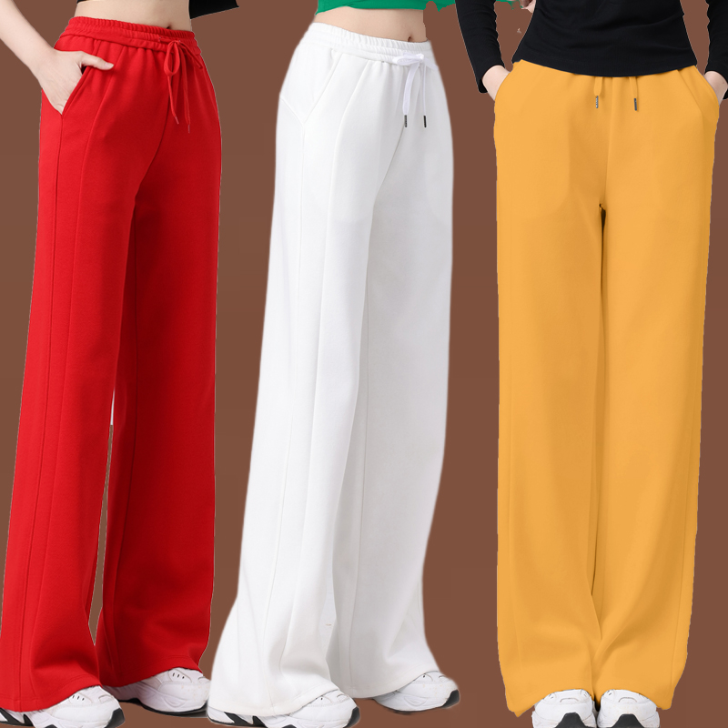 广场舞长裤2025春季新款松紧腰直筒裤高腰休闲运动健身操舞蹈裤