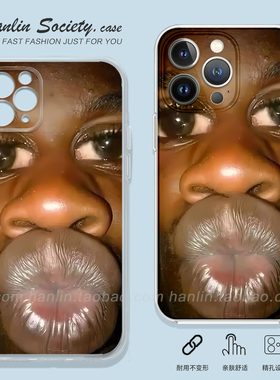 恶搞黑人抽象嘴唇适用苹果17promax华为Pura80红米K80创意IQOOZ10Turbo荣耀400小众OPPOReno14小米15手机壳