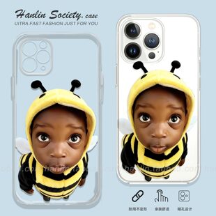 非洲十二少小蜜蜂适用苹果17promax华为Pura80简约OPPORneo15真我GT6红米K90创意VIVOS30荣耀400小米17手机壳