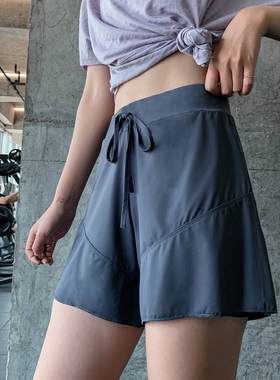 宽松大码胖mm防走光运动短裤女瑜伽健身裙裤跑步外穿速干五分裤夏