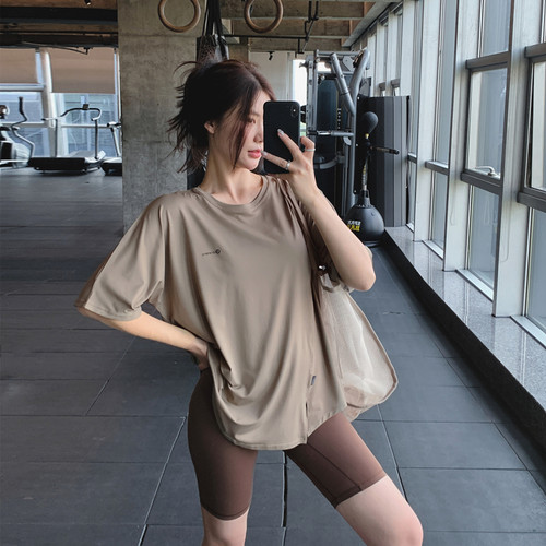 宽松大码健身服运动T恤女瑜伽服