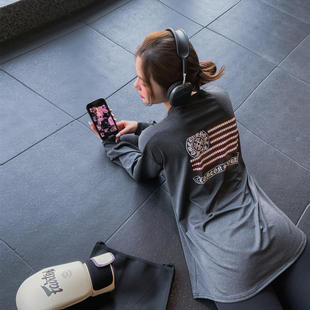 宽松显瘦健身服大码胖mm跑步瑜伽上衣速干印花运动T恤女长款罩衫