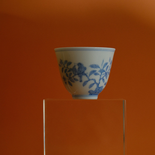 葭元里茶集 無塵格古拟古成化青花山谷里的小鸟原矿胎釉薄胎茶器