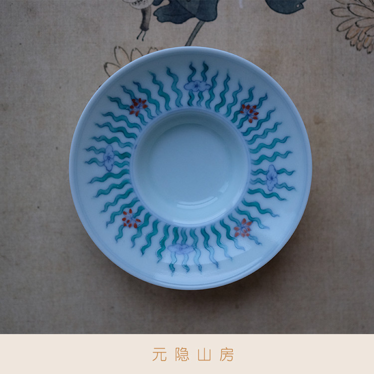元隐茶事「塘下有鱼」慕古系列斗彩杯托盘 鱼鳞图册纹饰承香盘,餐饮具,茶托,淘宝优惠券,粉丝福利购,淘宝优惠卷