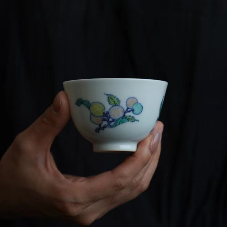 元隐茶事 「正趣果上果 」三果杯/好時节系列  枇杷慕古斗彩单杯,餐饮具,茶杯,淘宝优惠券,粉丝福利购,淘宝优惠卷