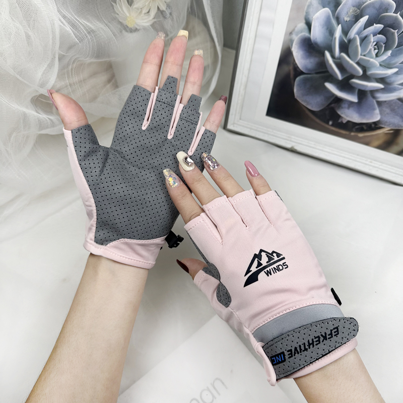 男女冰丝半指防滑运动健身手套