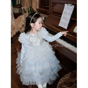 女宝花童生日礼服蛋糕裙 Domikids女童人鱼公主蓬蓬裙2025春夏新款