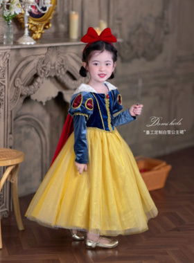 Domikids女童白雪公主裙秋冬生日礼服蓬蓬纱裙迪斯尼儿童连衣裙