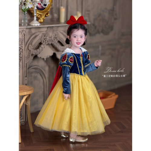 Domikids女童白雪公主裙秋冬生日礼服蓬蓬纱裙迪斯尼儿童连衣裙
