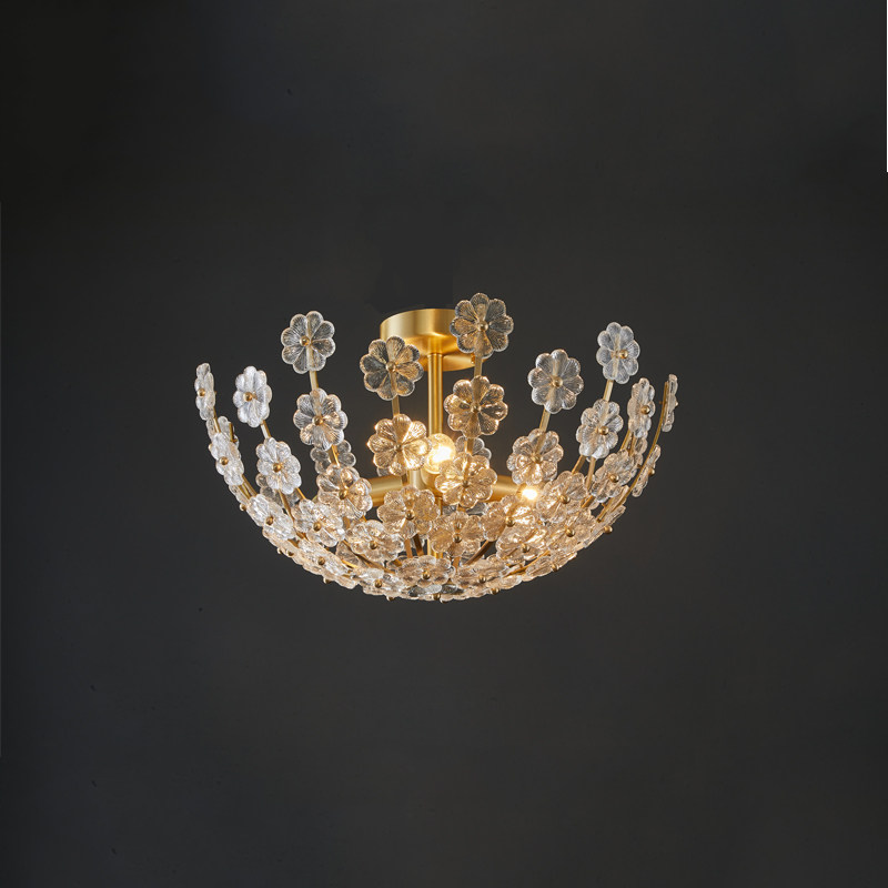 全铜轻奢客厅吸顶后现代简约设计师样板房卧室女孩房间法式吸顶灯