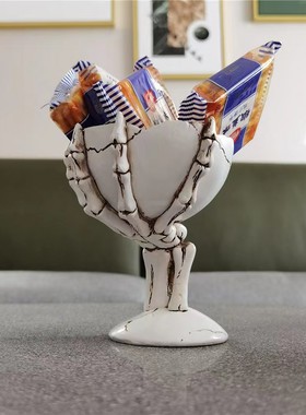 新品骷髅手头骨小果盘糖果碟台面整理收纳盘创意家居装饰摆件包邮