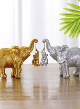 跨境新款母亲节礼物卡通摇篮象树脂工艺品客厅桌面摆件厂家定制