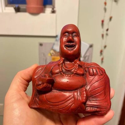 Unexpected Backside 亚马逊新款中指笑佛雕像树脂工艺品摆件装饰