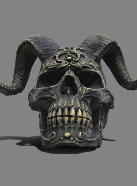 2023跨境新品哥特式风格羊角骷髅头雕像朋克风撒旦雕塑工艺品摆件