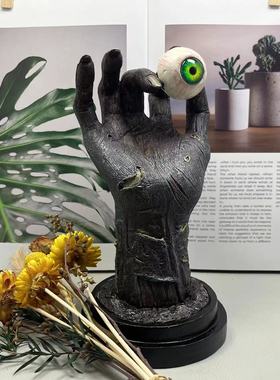 跨境万圣节树脂装饰品亡灵巫师的手和眼恶魔女的手摆件 哈 搜标题