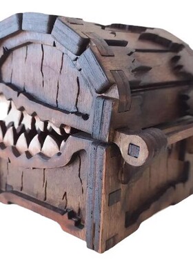 跨境宝箱怪手办骰子收纳积木盒子木质工艺品摆件怪物宝箱骰子盒