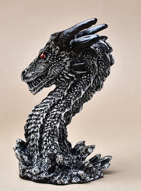 跨境黑龙摆件家居装饰品树脂西方红眼恶龙工艺品水晶球底座支架