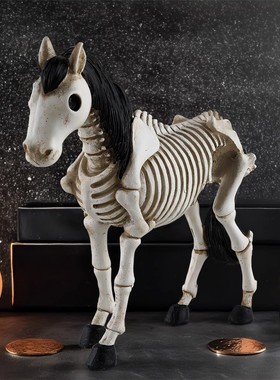 跨境新品仿真恐怖骨架骷髅马万圣节树脂摆件节日桌面创意装饰礼品