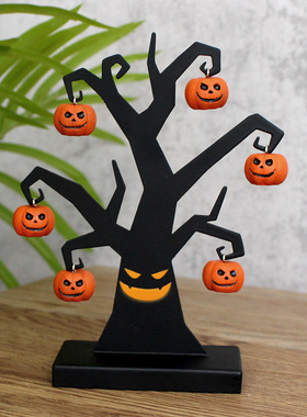 跨境新品铁件南瓜树树脂南瓜万圣节气氛个性创意家居桌面庭院装饰