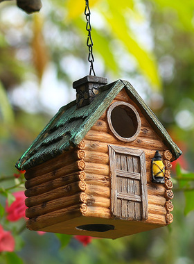 庭院花园装饰布置鹦鹉户外鸟屋过冬保暖鸟窝挂窝树脂工艺品摆件